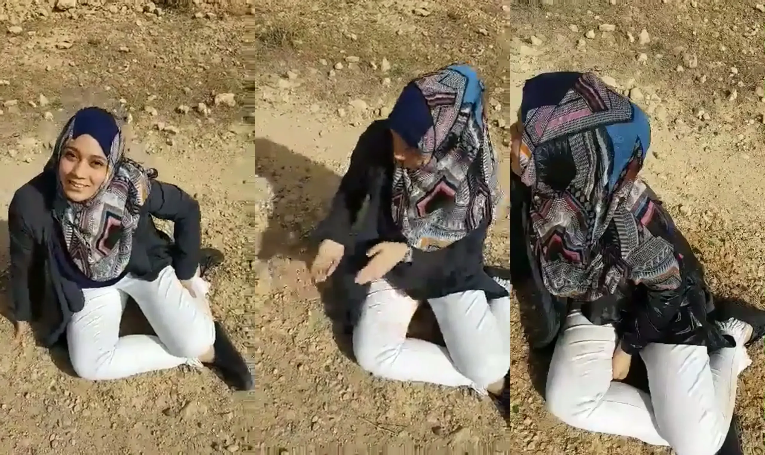 سادي جزائري يتبول على فتاته ويذلها في العراء